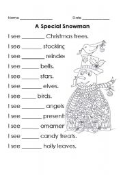 English Worksheet: Special Snowman