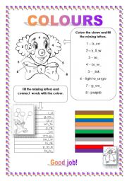 English Worksheet: Colours