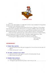 English Worksheet: an application letter