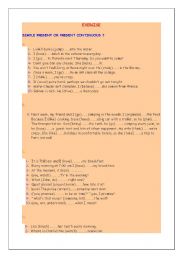 English worksheet: present simple and present continuous