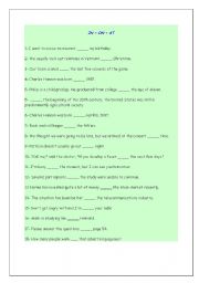 English worksheet: prepositions in, on and at