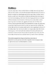 English worksheet: Holidays using the past tense and comparative form