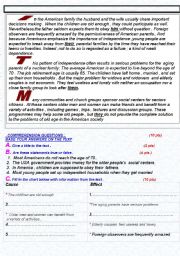 English Worksheet: The American family structure