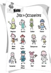 English Worksheet: Stick Figure - Jobs & Occupations Pictionary