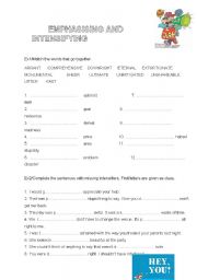 English Worksheet: INTENSIFIERS