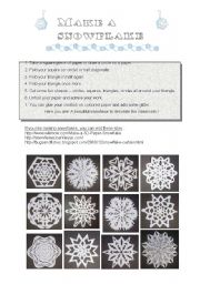 English Worksheet: Make a snowflake