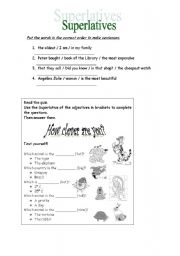 English worksheet: superlative adjectives