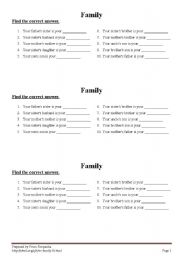English Worksheet: Family