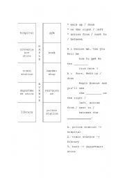 English Worksheet: asking directions