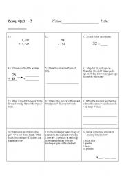 English worksheet: Math Objective Test