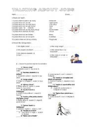 English Worksheet: Talking about jobs