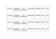 English worksheet: Place Value Strips