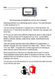 Television Reading & Comprehension