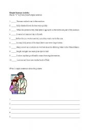 English Worksheet: Simple Sentence Activity
