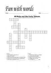 English Worksheet: Ali Baba and the Forty Thieves Word Puzzle
