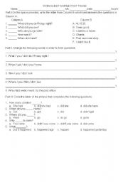 English Worksheet: Simple Past 