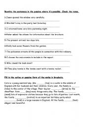 English worksheet: Passive Voice (Present and past)