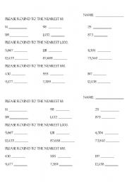 English Worksheet: Place Value