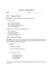 English Worksheet: Speaking 