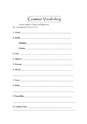 English worksheet: Grammar vocabulary