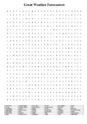 English Worksheet: word search(weather prediction)
