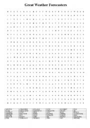 English worksheet: word search(weather prediction)