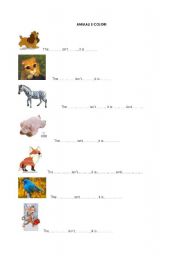 English Worksheet: Animals and colours