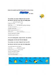 English Worksheet: ABBA- DANCING QUEEN