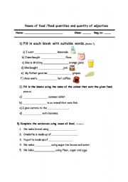 English worksheet: Food quantity