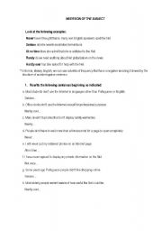 English worksheet: inversion of the subject