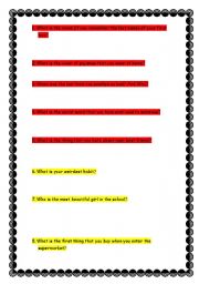 English worksheet: Weird Questions Fun Activitiy