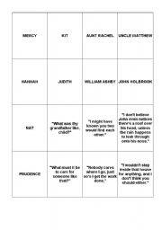 English worksheet: The Witch of Blackbird Pond Chapters 1-11 GAME: Memotest