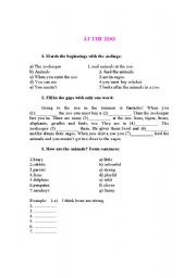 English worksheet: AT THE ZOO