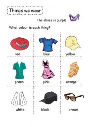 English worksheet: Things we wear