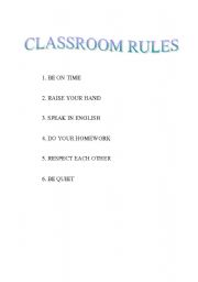 English Worksheet: classroom rules