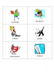 English Worksheet: Basic Adjectives Flashcards