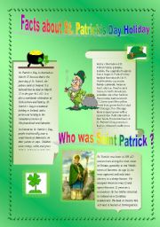English Worksheet: Facts about ST.Patricks Day Holiday (part1)
