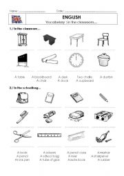 classroom furniture worksheet