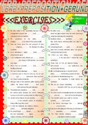 English Worksheet: Verb+Preposition+Gerund EXERCISES