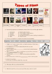 English Worksheet: types of films