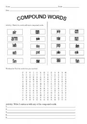 English Worksheet: Compound Words