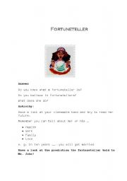 English worksheet: fortune teller