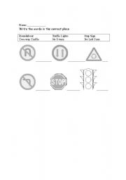 English Worksheet: Road Signs