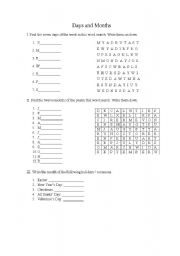 English Worksheet: Days and Months