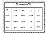 English worksheet: how to get out with the colours