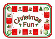 English Worksheet: Christmas Fun Boardgame with Wordstrips (greyscale version of the board  included)