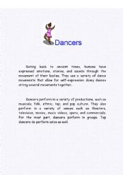 English worksheet: DANCERS