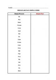 English worksheet: irregular verbs 