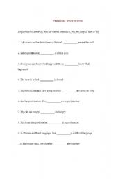 English Worksheet: personal pronouns-exercise