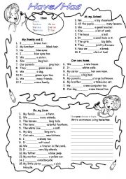 English Worksheet: Have / Has